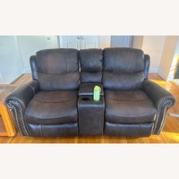 Dark Brown Leather 2 Seater Reclining Sofa 