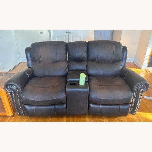 Used Dark Brown Leather 2 Seater Reclining Sofa  for sale on AptDeco