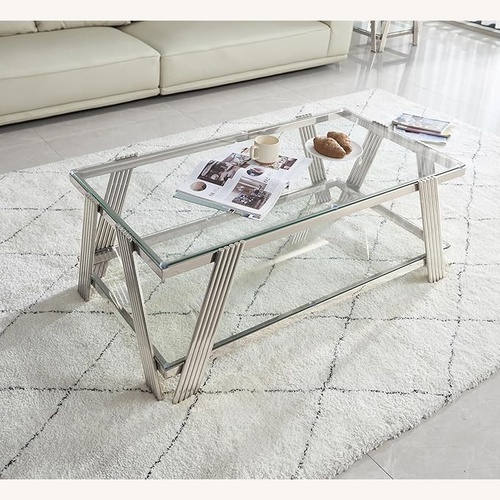 Used Amazon Golden Glass Coffee Table  for sale on AptDeco