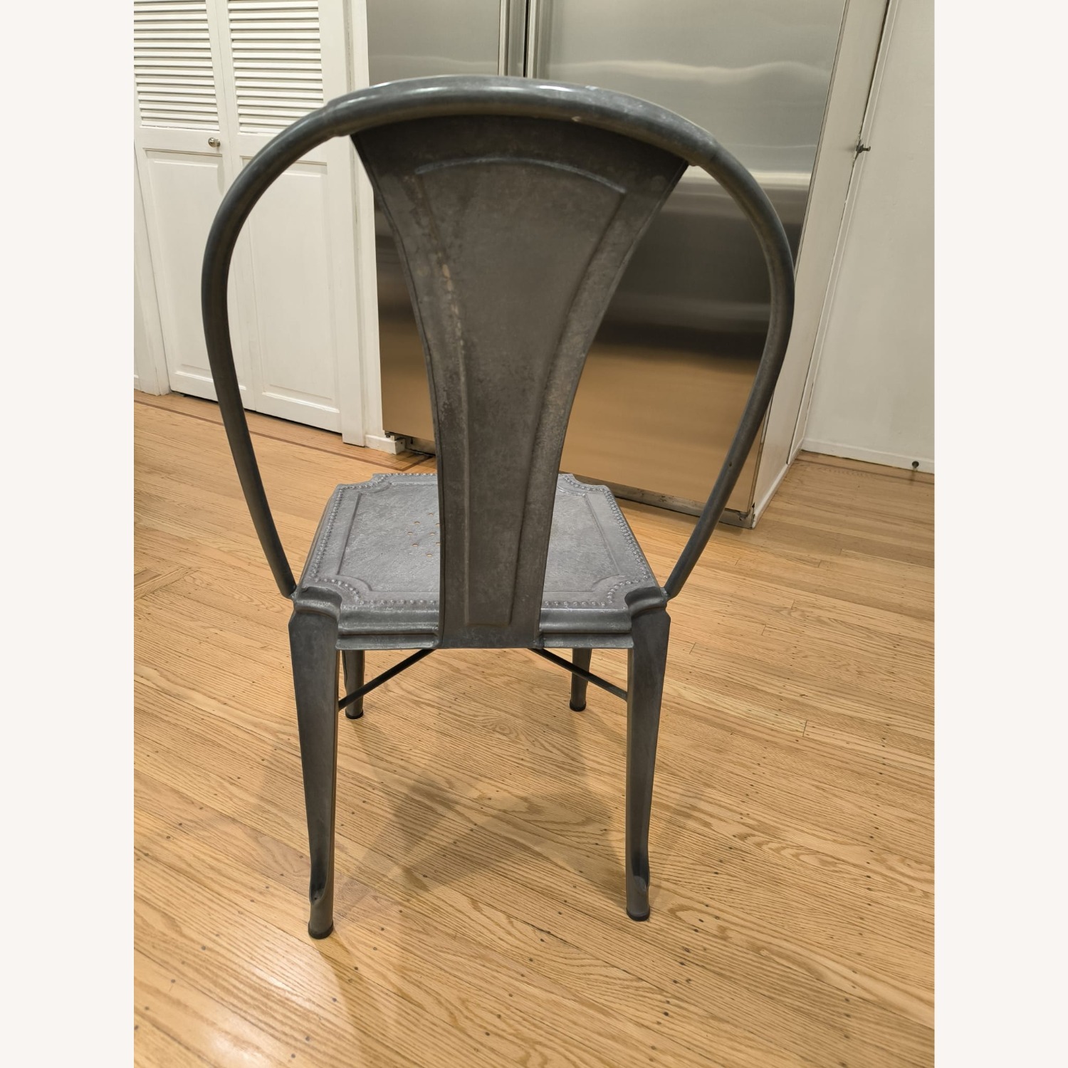 Crate & Barrel Lyle Silver Metal Dining Chairs - image-7