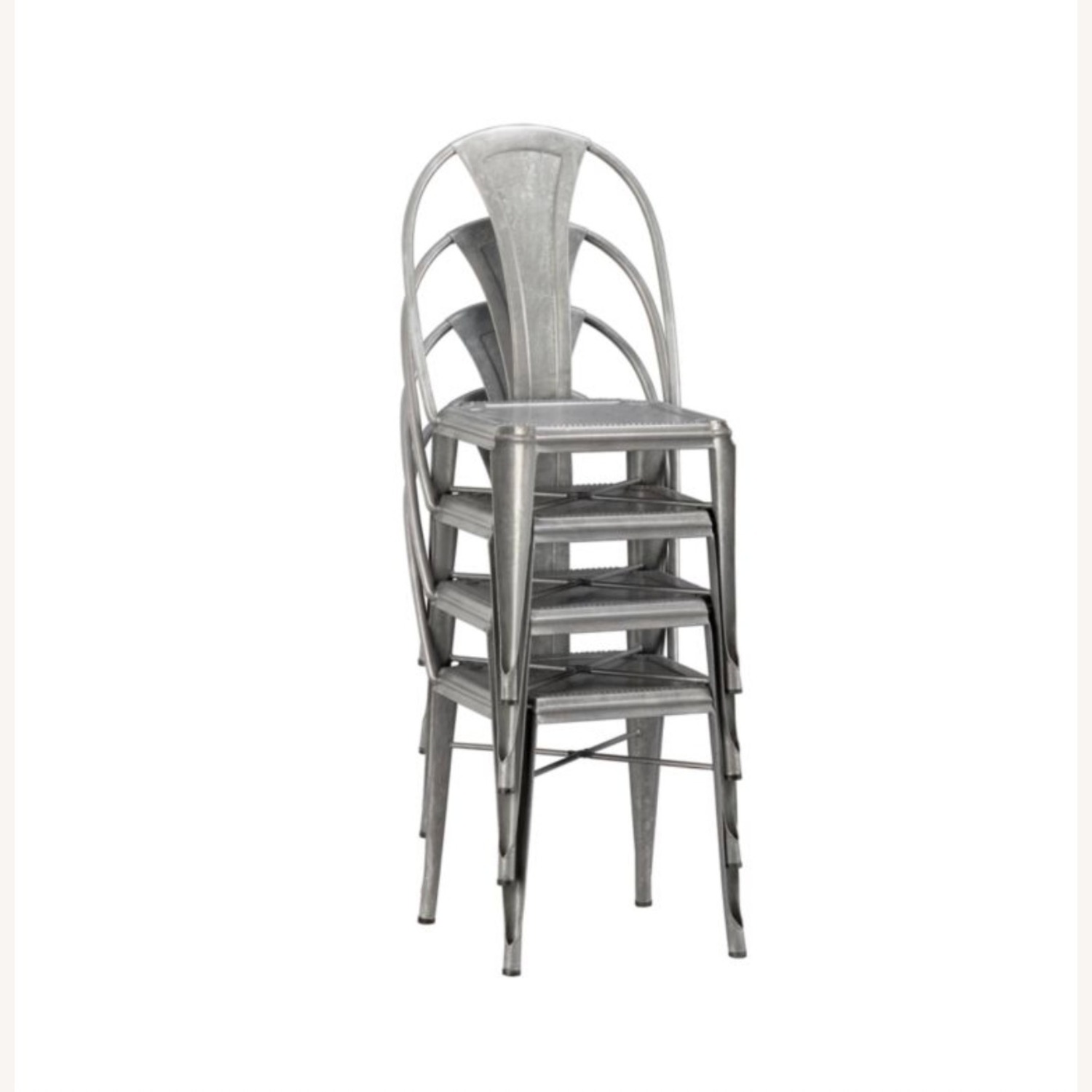 Crate & Barrel Lyle Silver Metal Dining Chairs - image-3