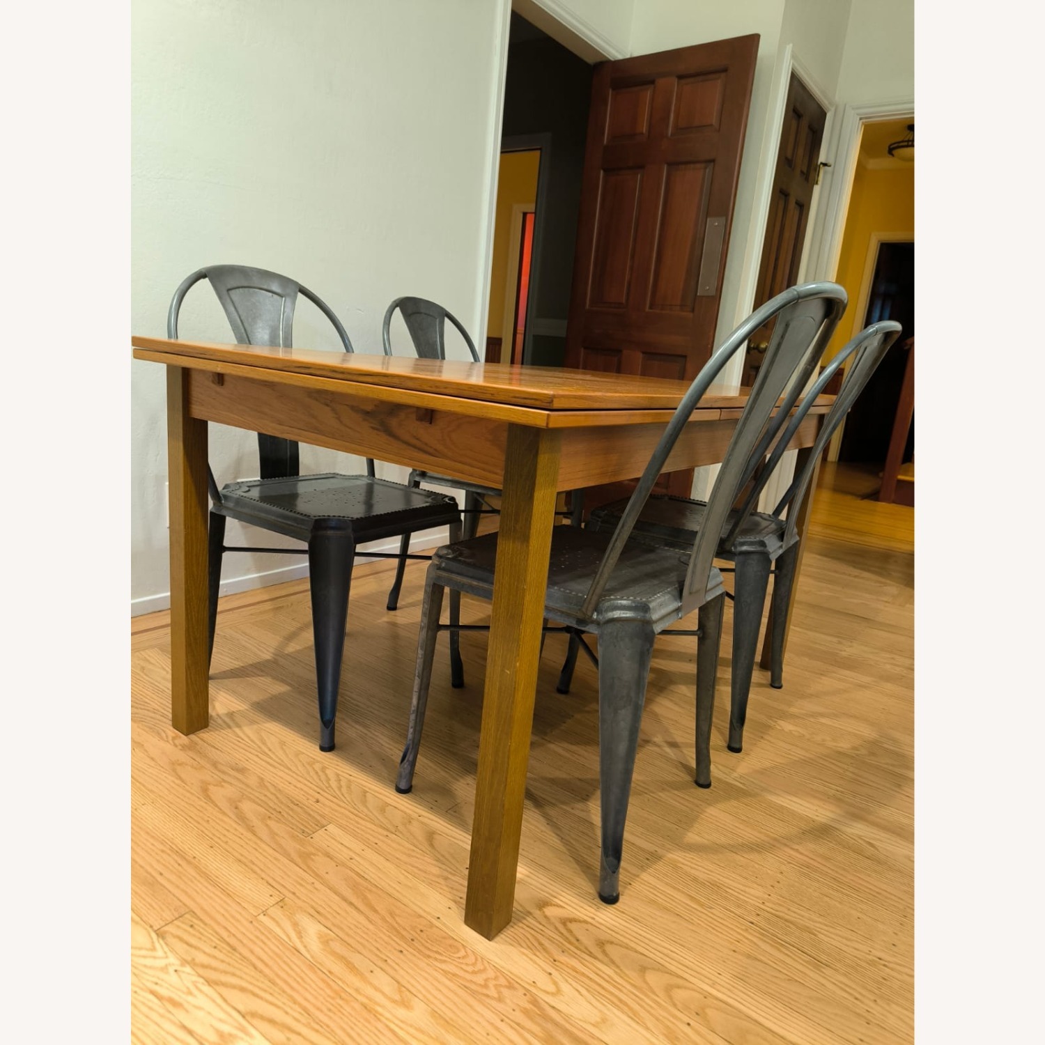 Crate & Barrel Lyle Silver Metal Dining Chairs - image-5