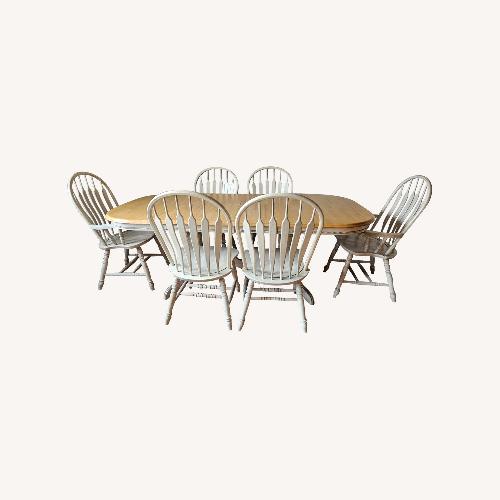 Used Extendable Wooden Dining Set with 8 Chairs  for sale on AptDeco