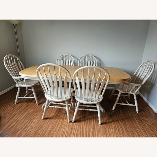Used Extendable Wooden Dining Set with 8 Chairs  for sale on AptDeco