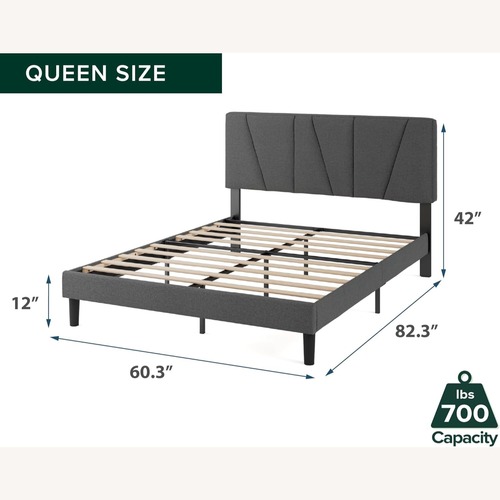 Used Dark Gray Fabric Queen Bed for sale on AptDeco