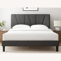 Dark Gray Fabric Queen Bed