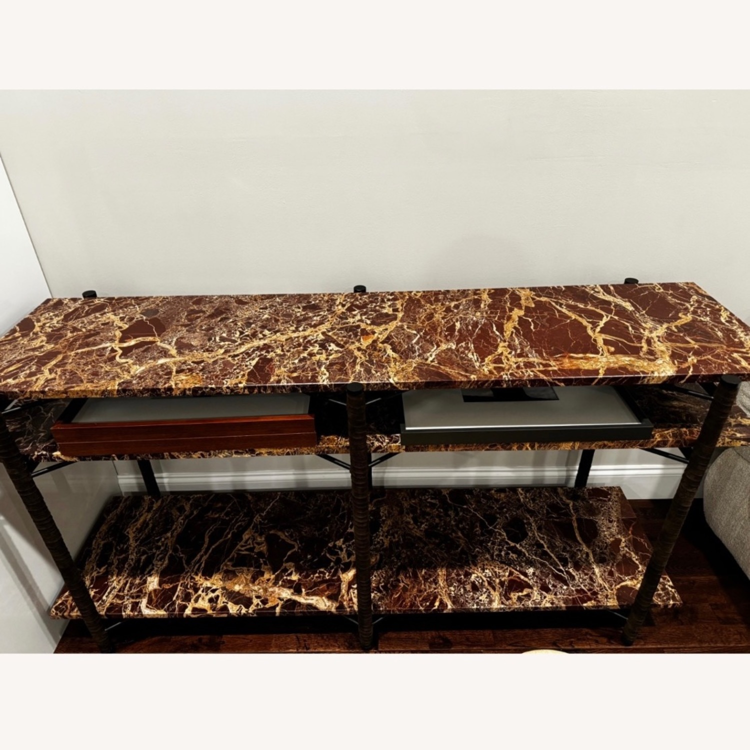 CB2 Red Marble Side Table - image-1