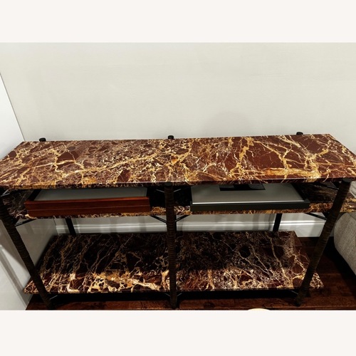 Used CB2 Red Marble Side Table for sale on AptDeco