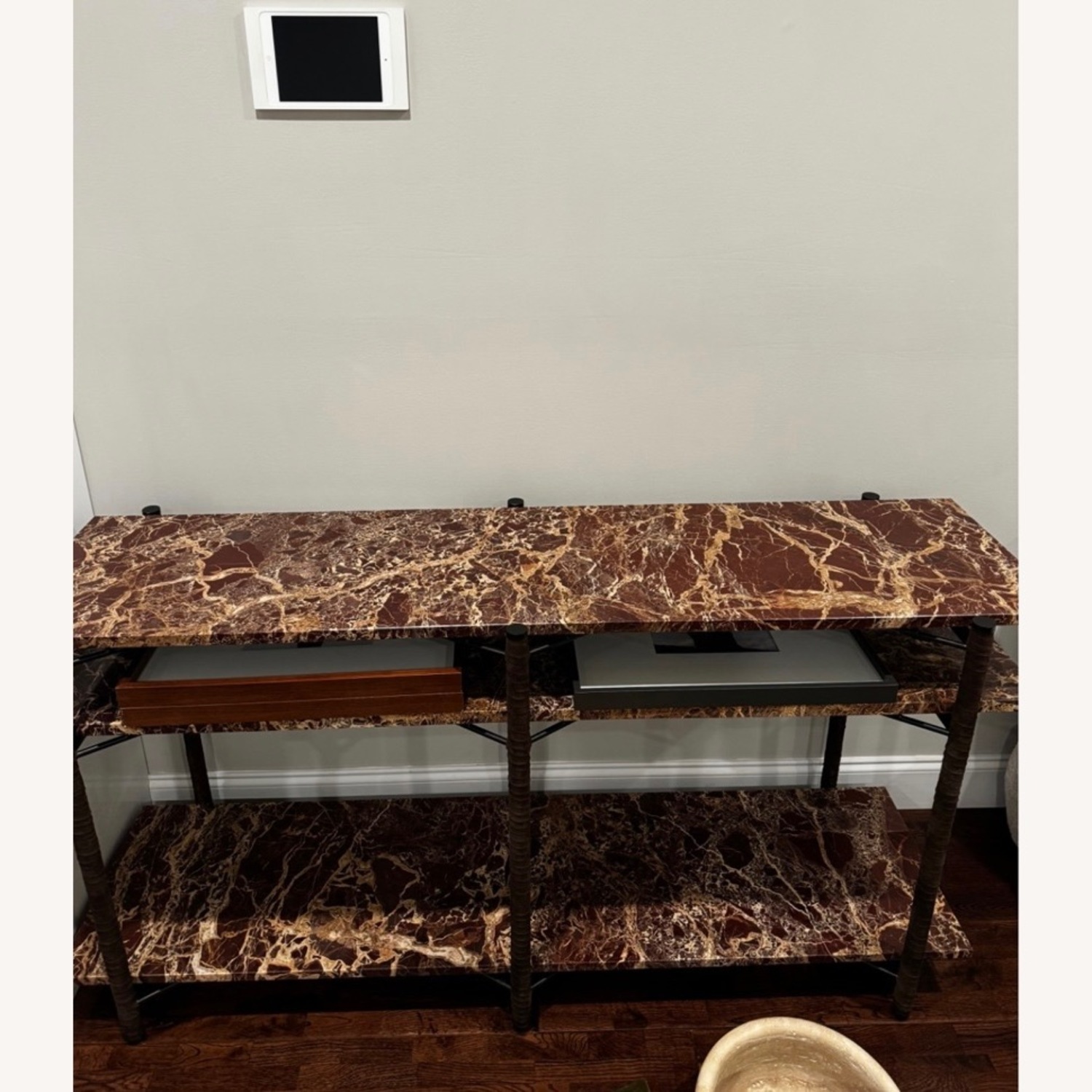 CB2 Red Marble Side Table - image-5