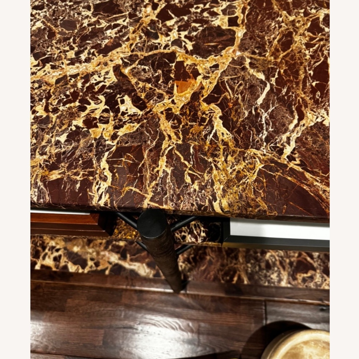 CB2 Red Marble Side Table - image-2