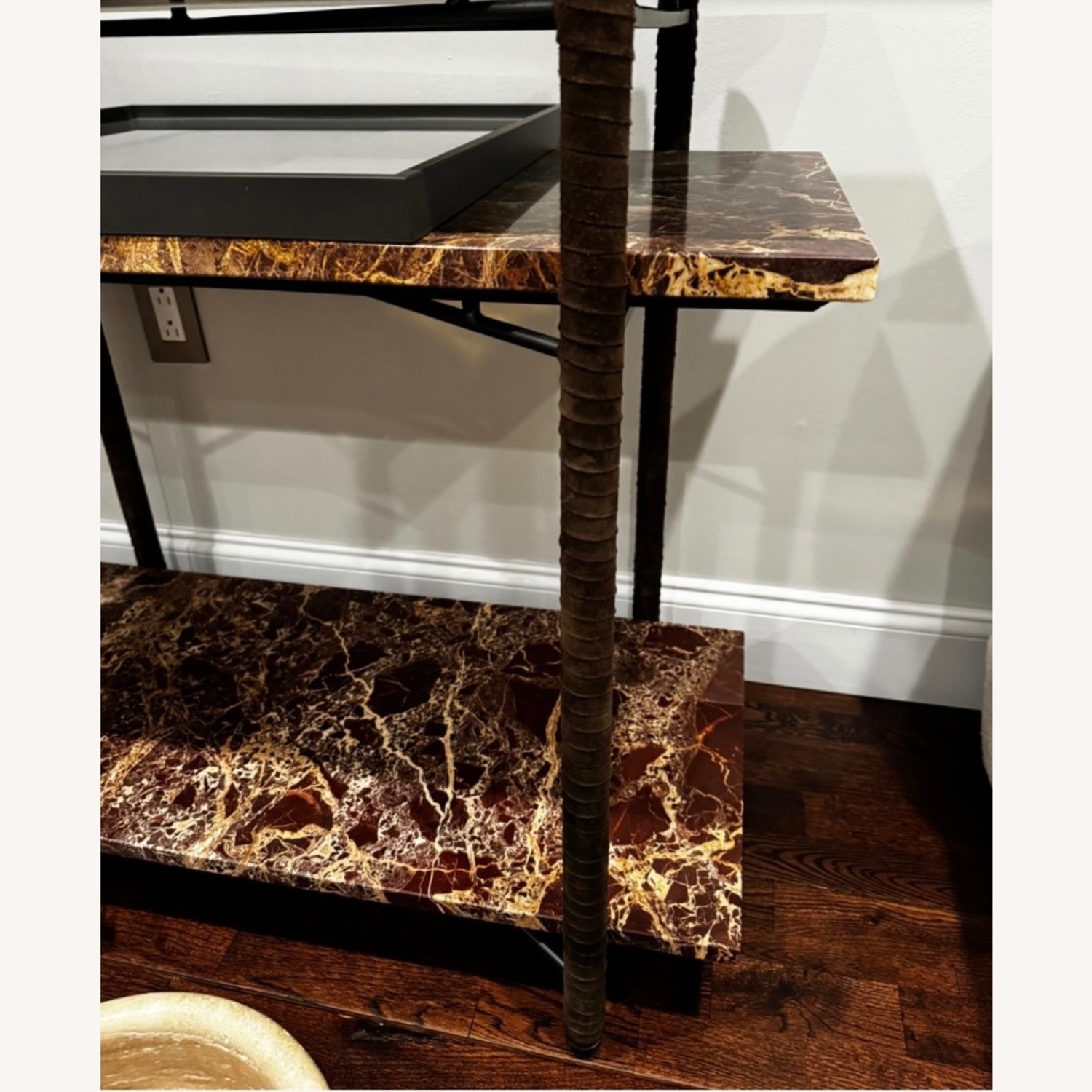 CB2 Red Marble Side Table - image-3