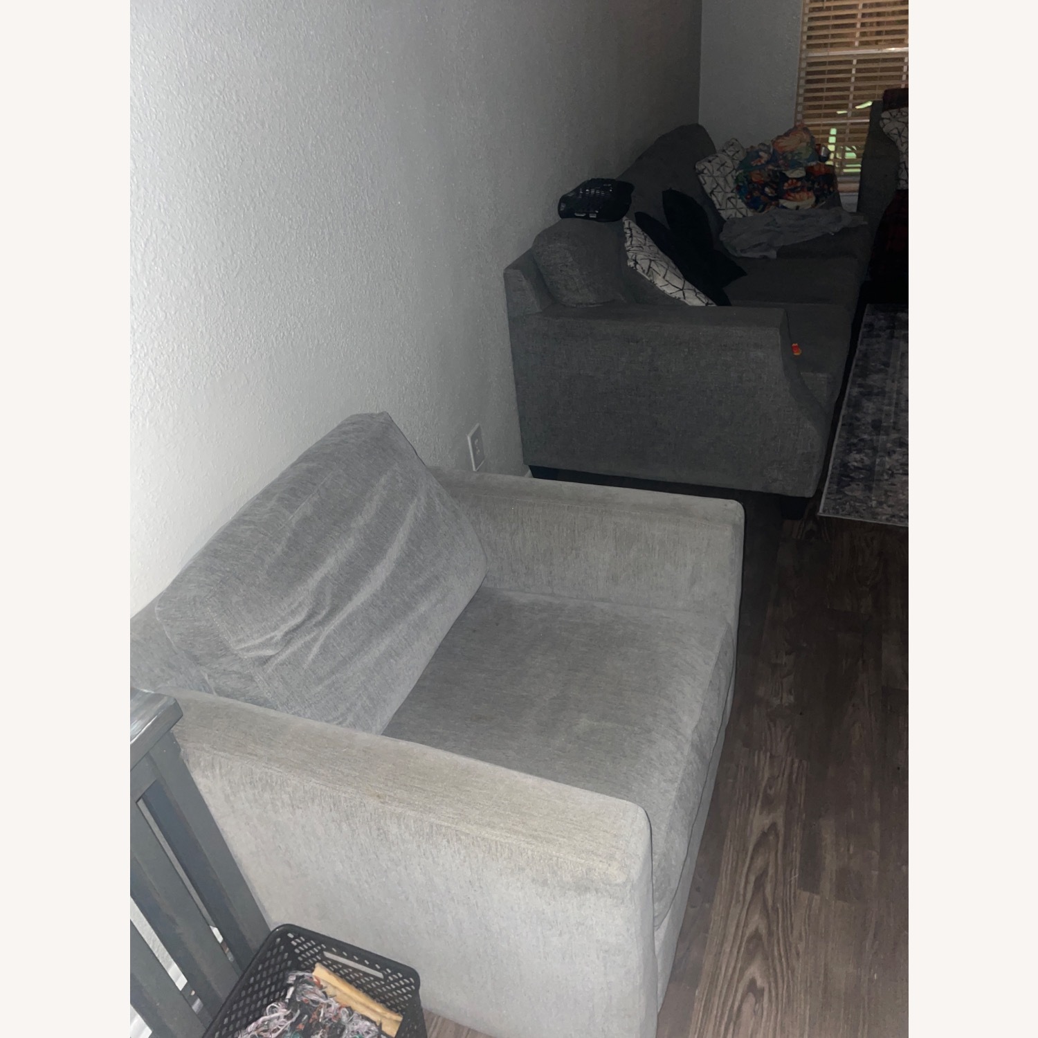 Crate & Barrel Light Gray Fabric Armchair - image-2