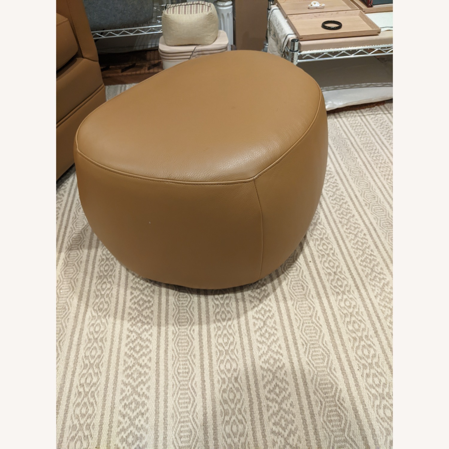 Room & Board Asher Light Brown Leather Ottoman - image-3