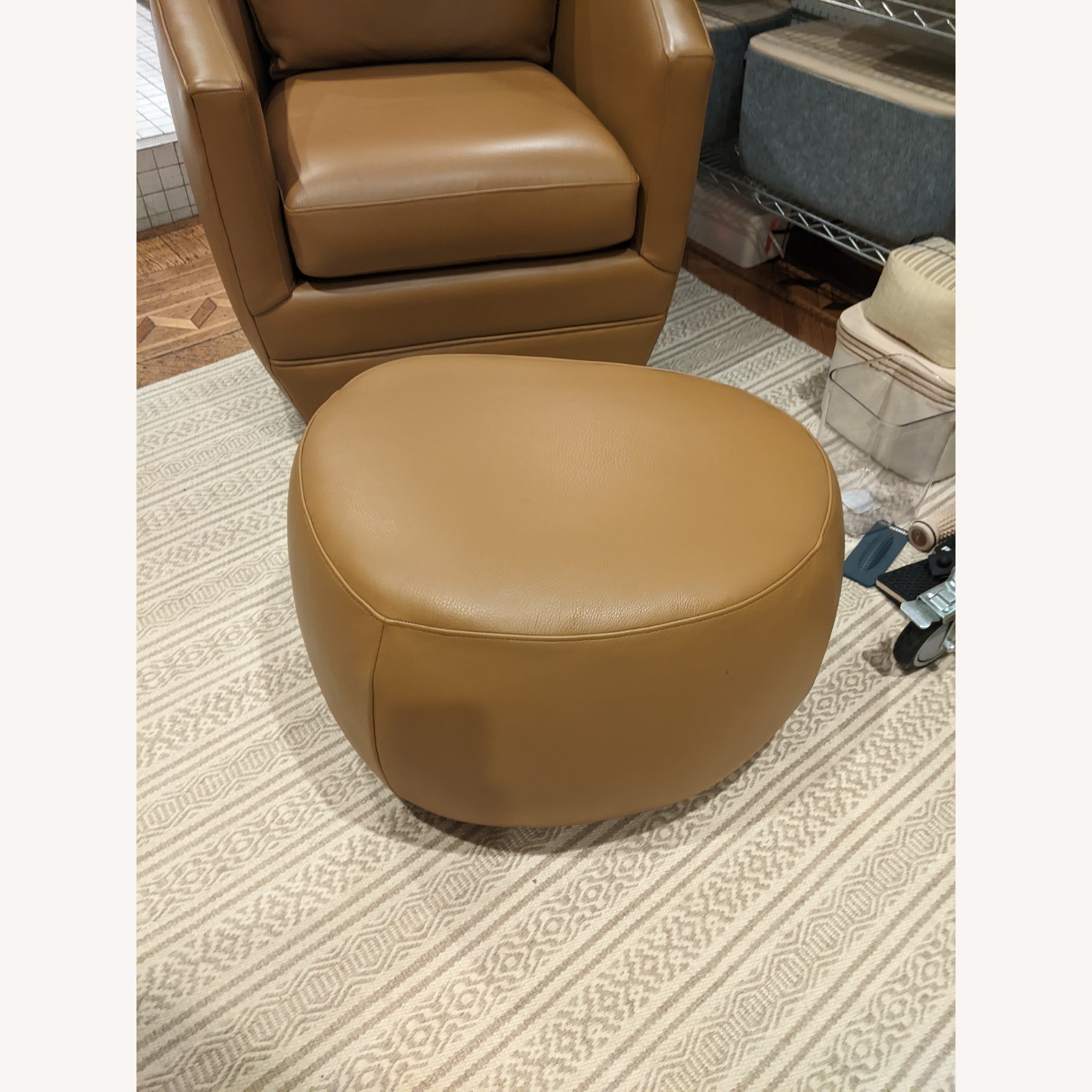 Room & Board Asher Light Brown Leather Ottoman - image-1