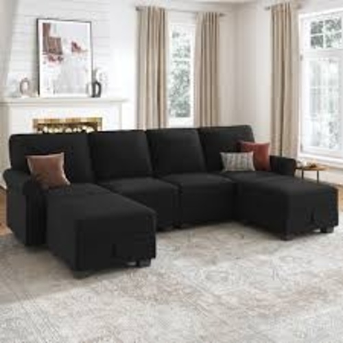 Used Wayfair Black Fabric 3+ Seater Sofa for sale on AptDeco