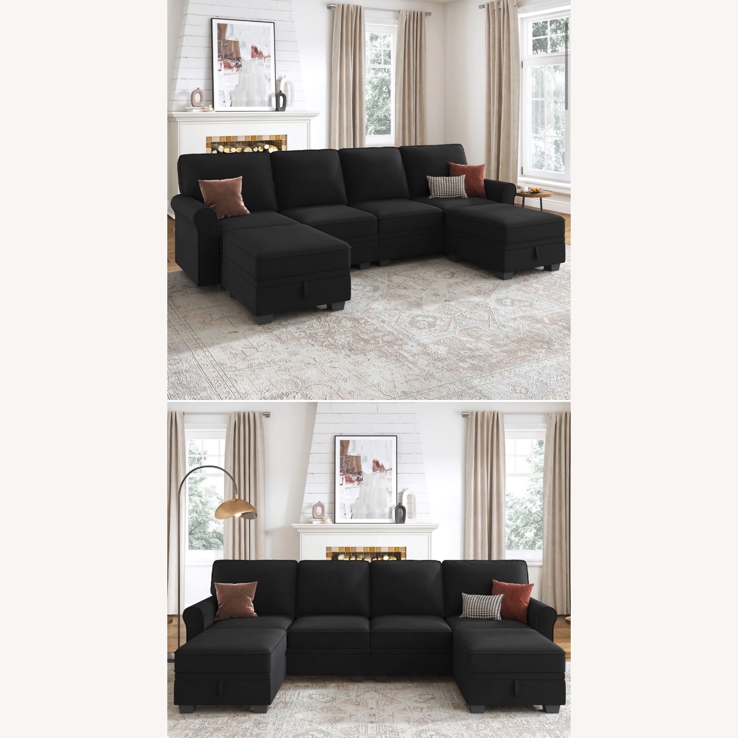 Wayfair Black Fabric 3+ Seater Sofa - image-1