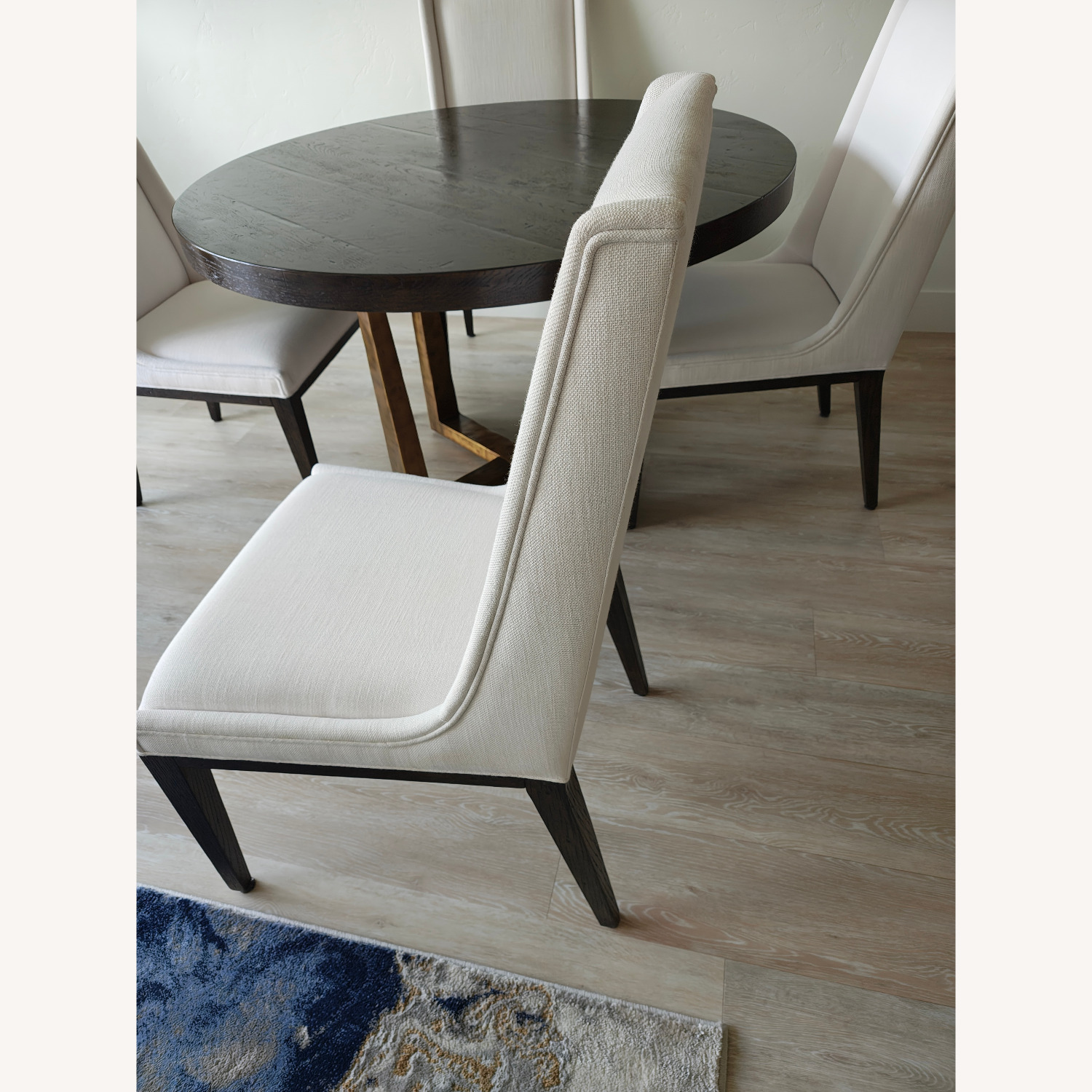 Restoration Hardware White Fabric Dining Chairs - image-2