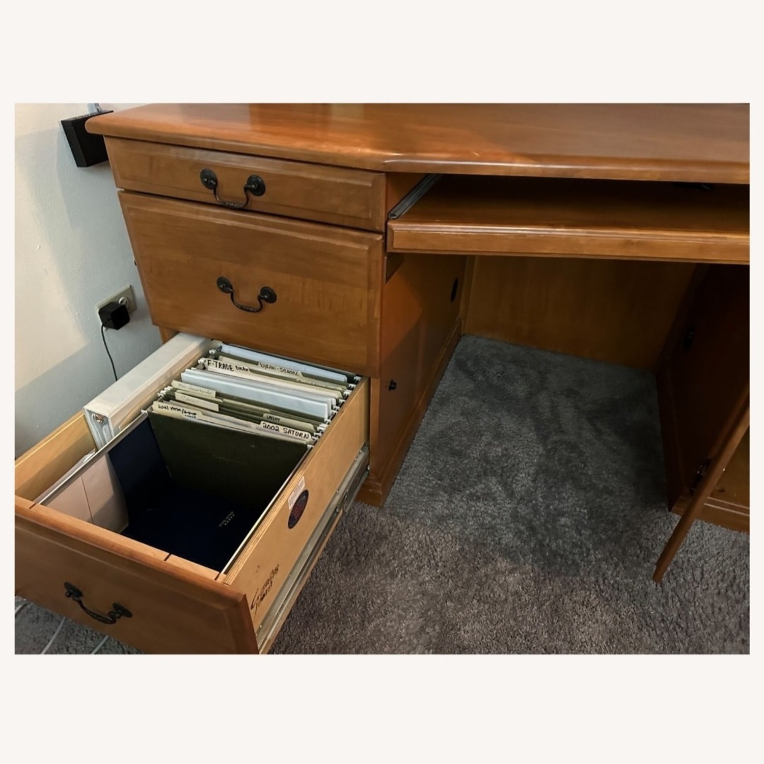 Dark Brown Wood Desk - image-7