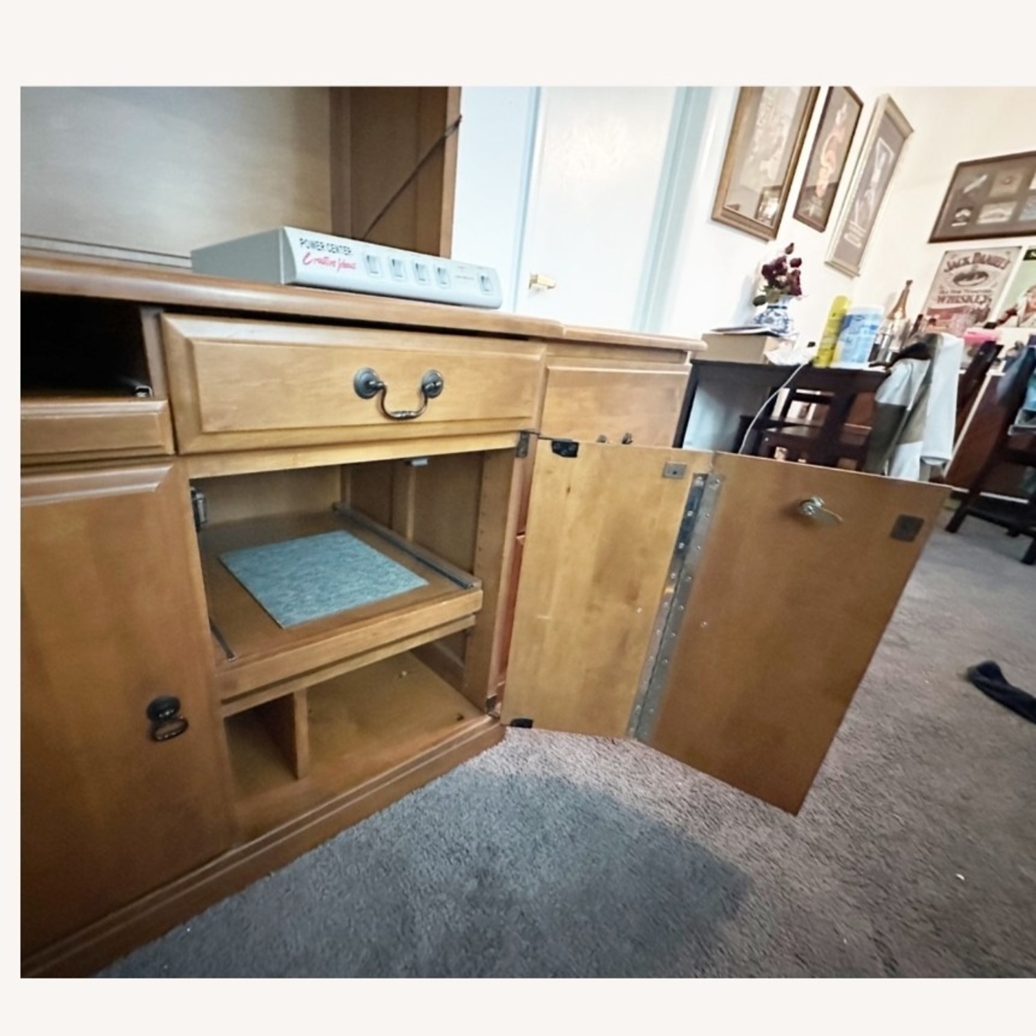 Dark Brown Wood Desk - image-3