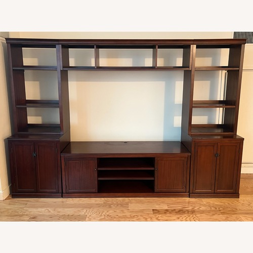 Used Crate & Barrel Harrison Dark Brown Entertainment Center for sale on AptDeco