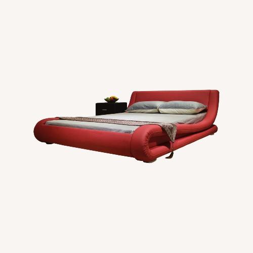 Used Red Faux Leather King Bed for sale on AptDeco