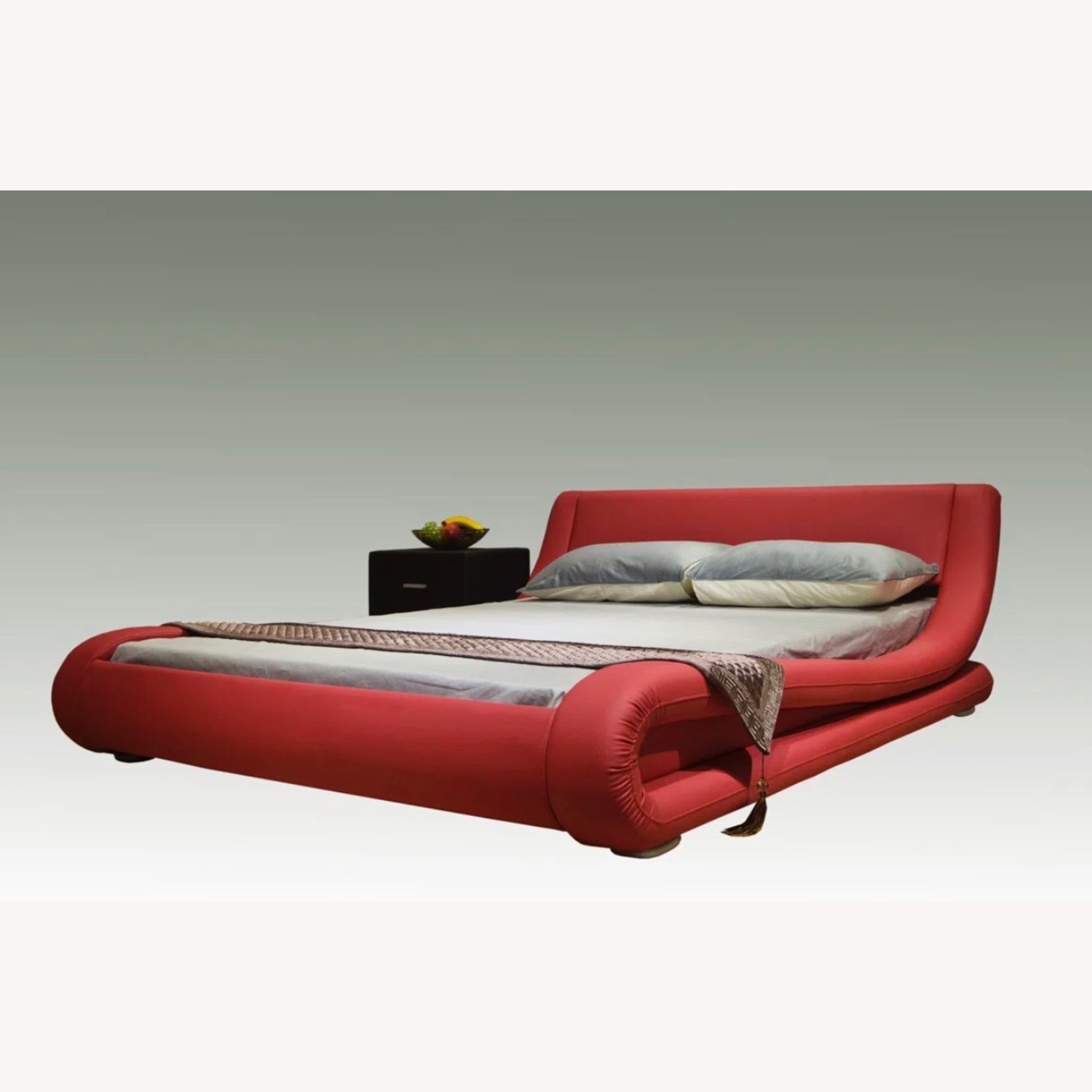 Red Faux Leather King Bed - image-2