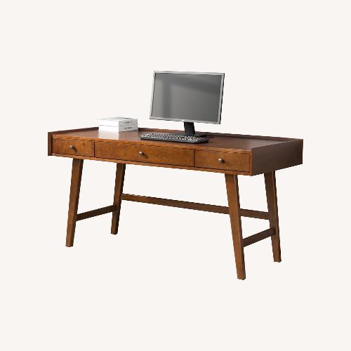 Used Wade Logan Mid Century Modern Walnut Wood Desk for sale on AptDeco