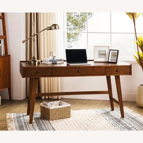 Used Wade Logan Mid Century Modern Walnut Wood Desk for sale on AptDeco