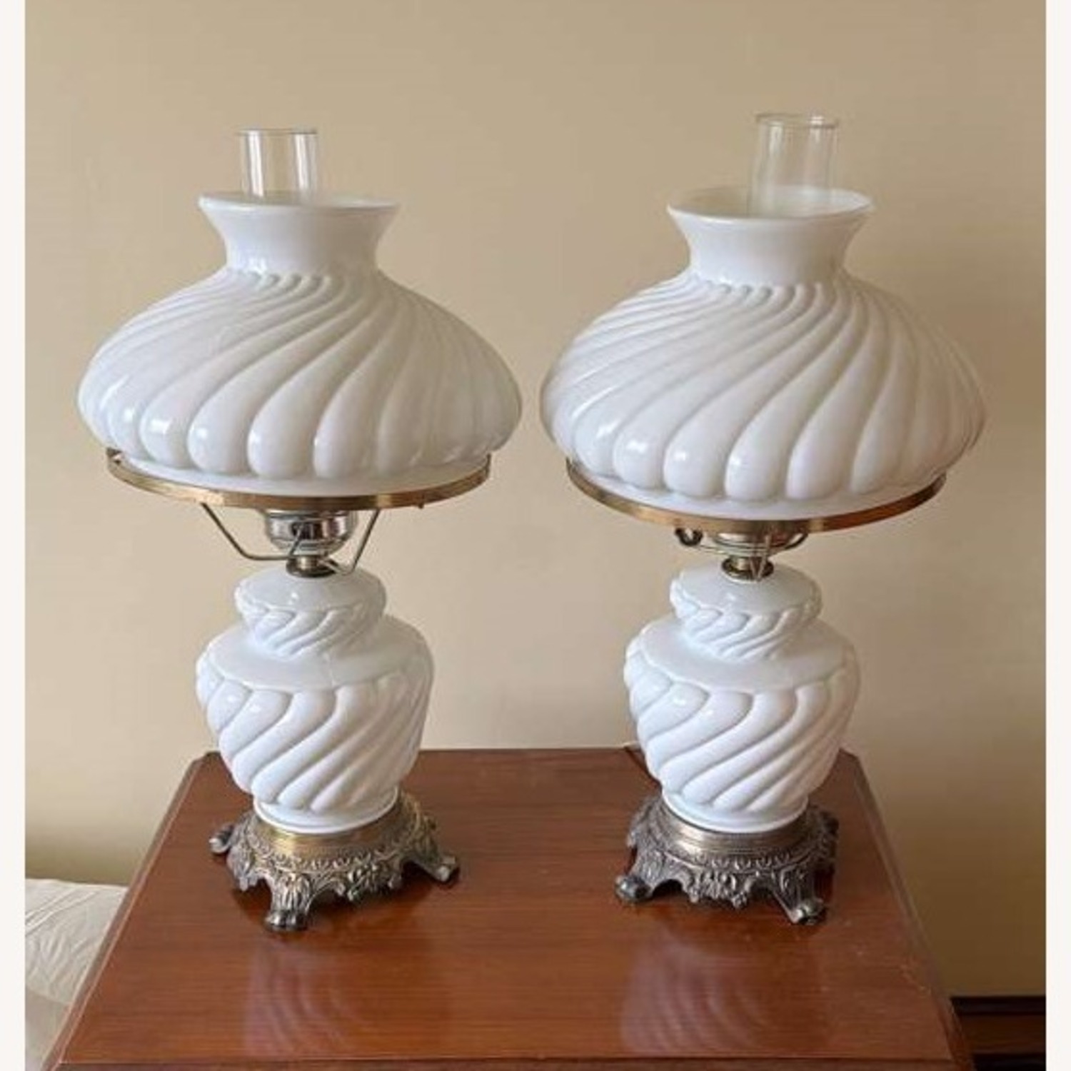 Hedco White Glass Table Lamps - image-2
