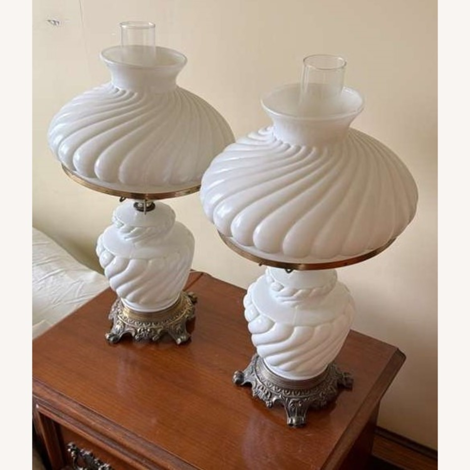 Hedco White Glass Table Lamps - image-1
