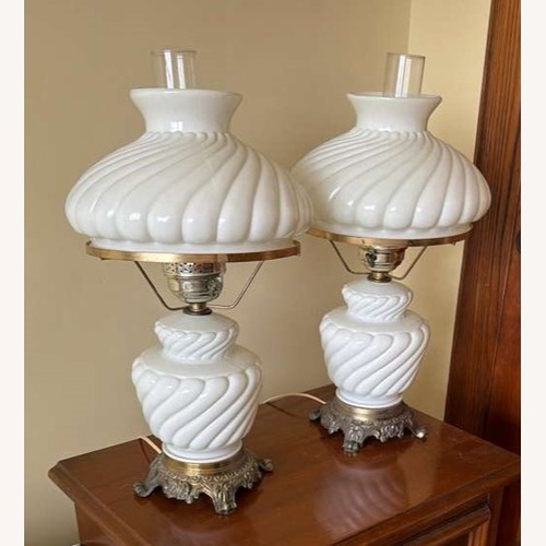 Used Hedco White Glass Table Lamps for sale on AptDeco