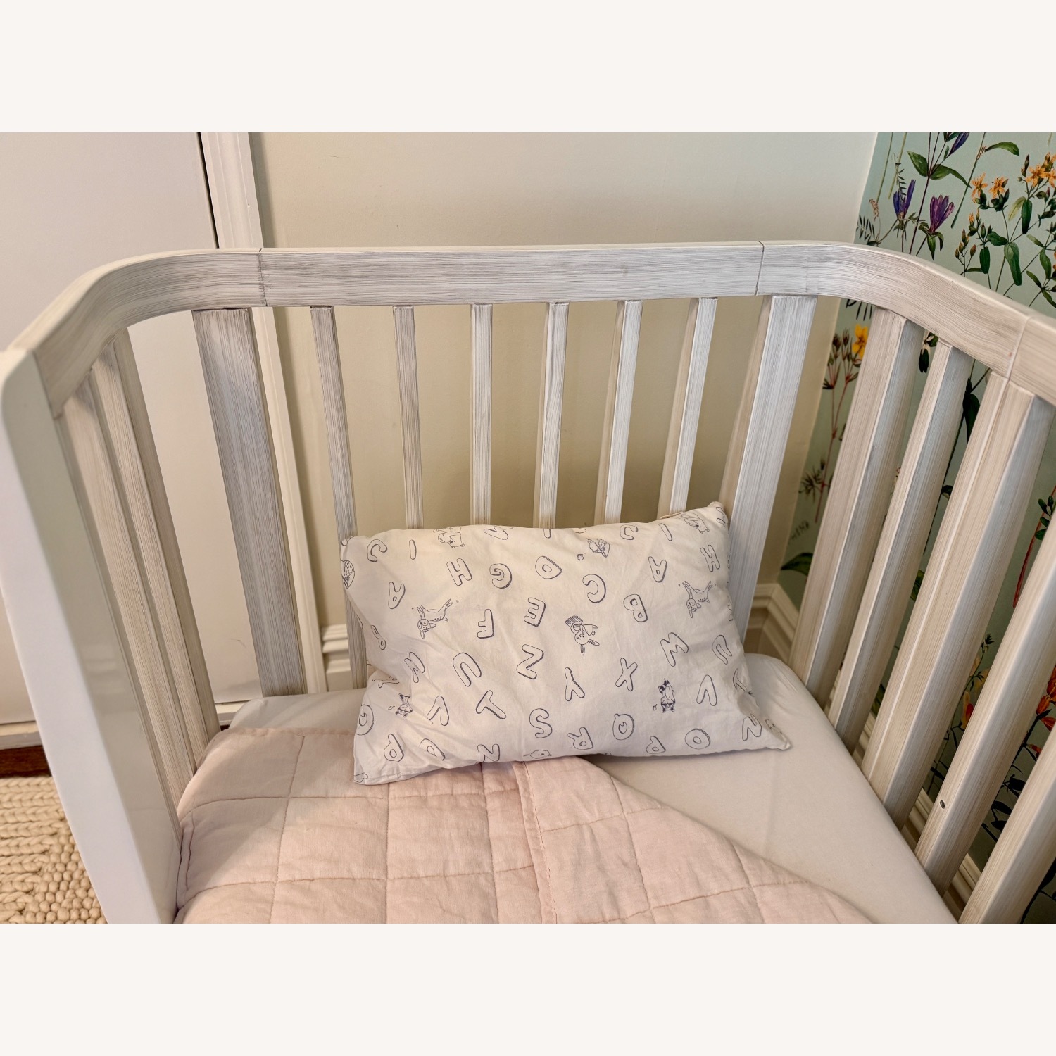 Bloom Baby Retro Crib (White Wash) + Toddler Rail - image-3