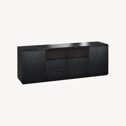 Used Black Wood and glass Media Storage for sale on AptDeco