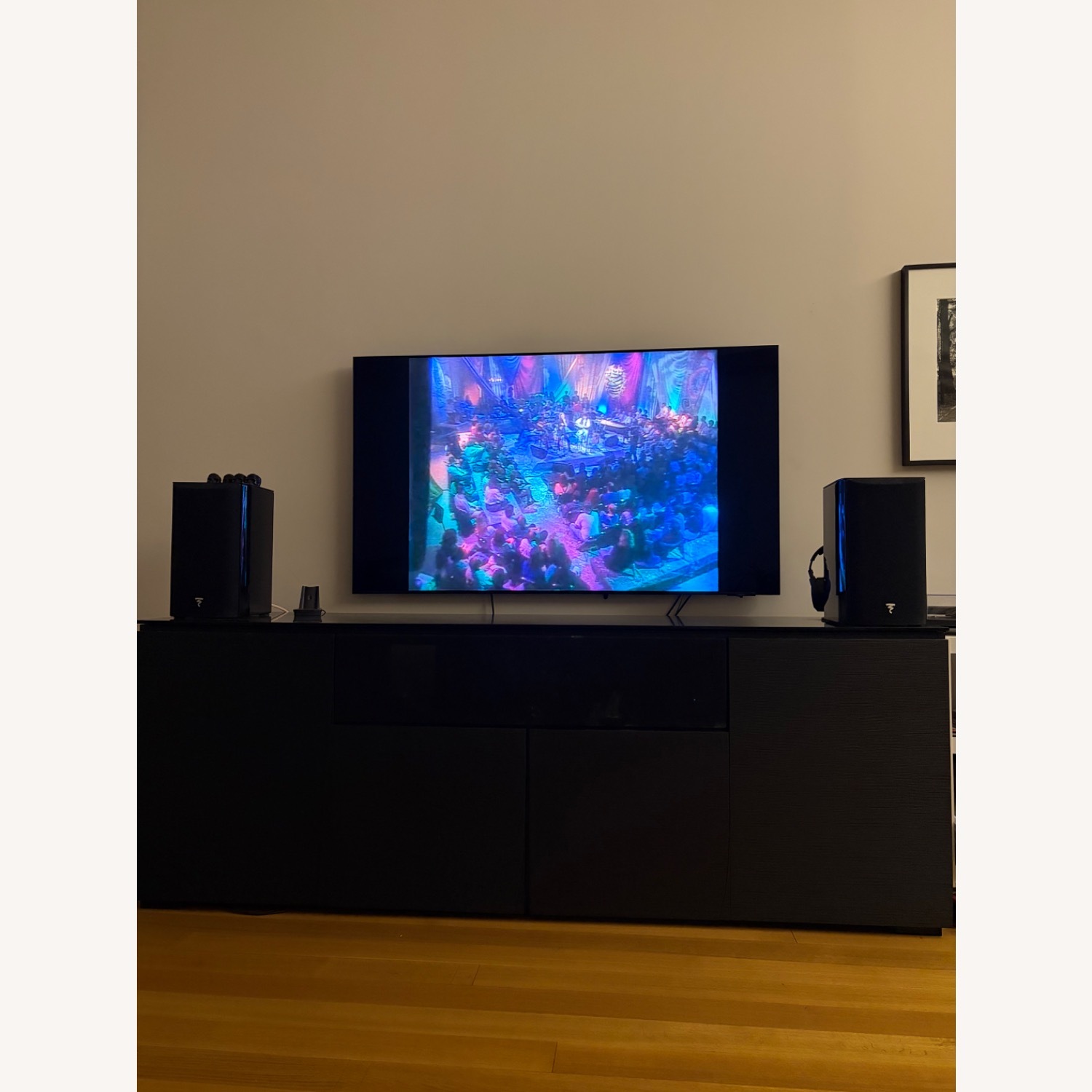 Black Wood and glass Media Storage - image-4