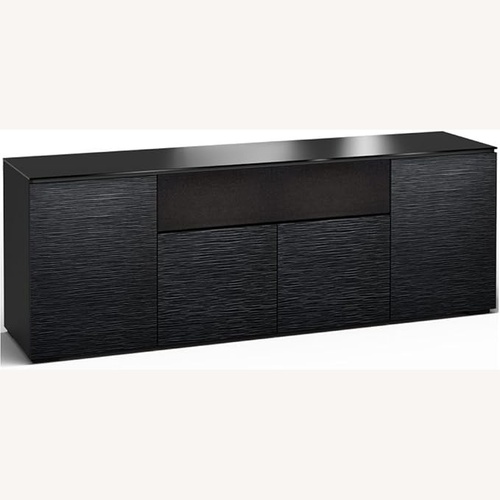 Used Black Wood and glass Media Storage for sale on AptDeco