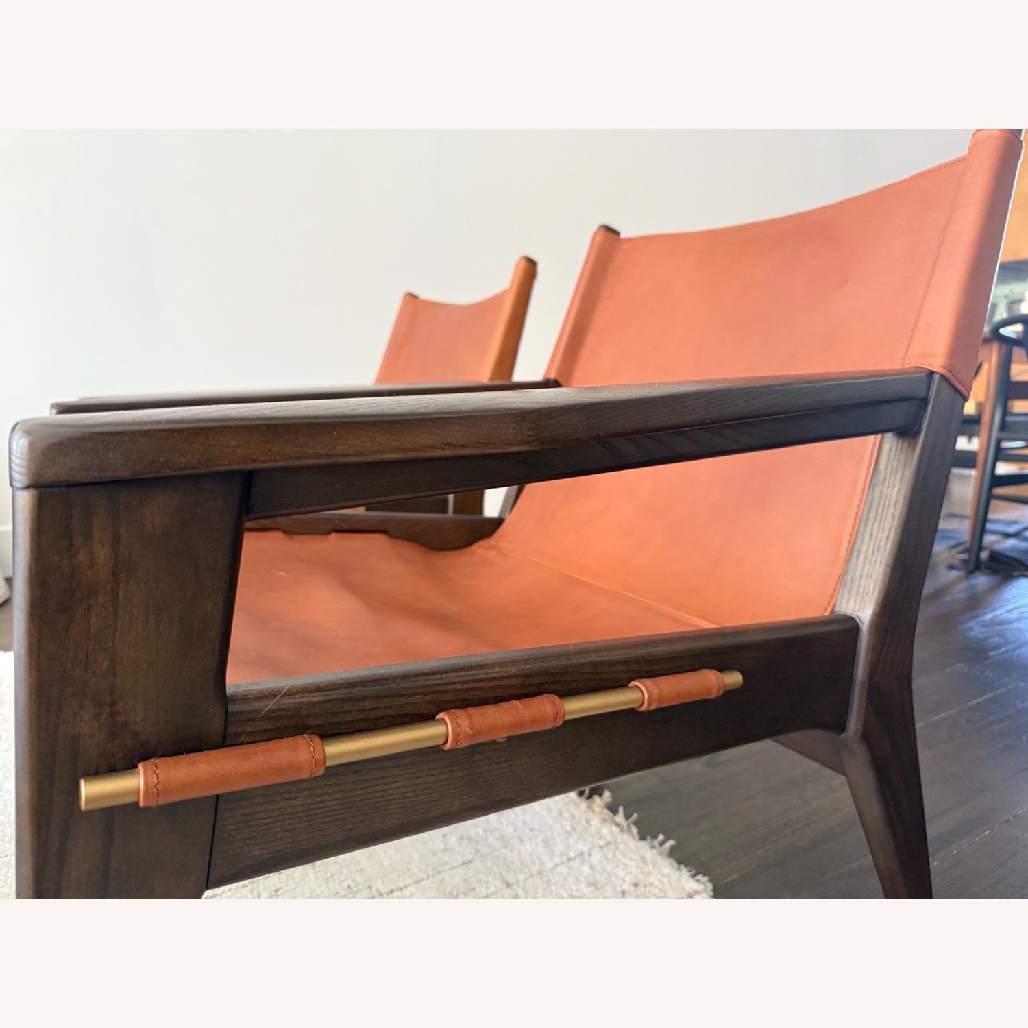 West Elm Felipe Dark Brown Leather Sling Chair - image-4