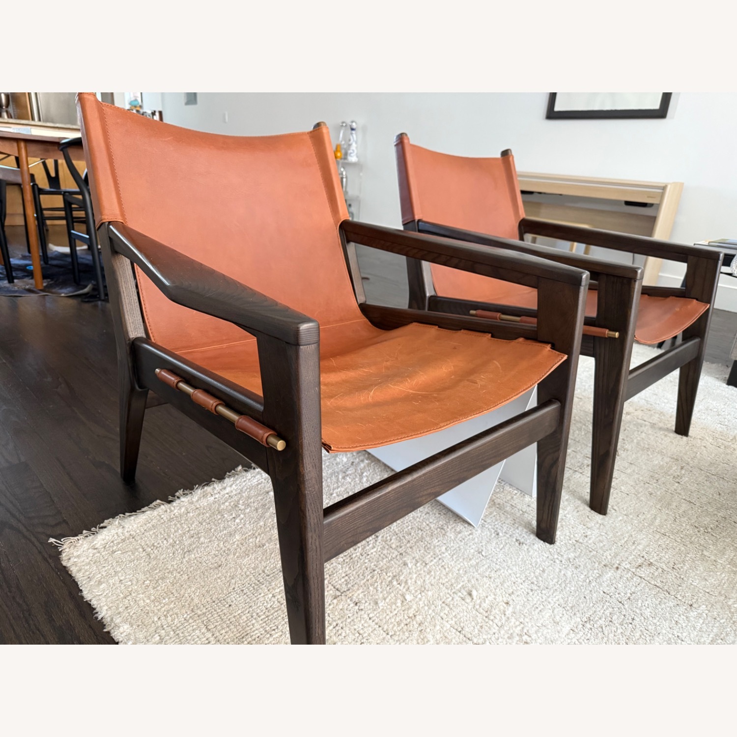 West Elm Felipe Dark Brown Leather Sling Chair - image-2