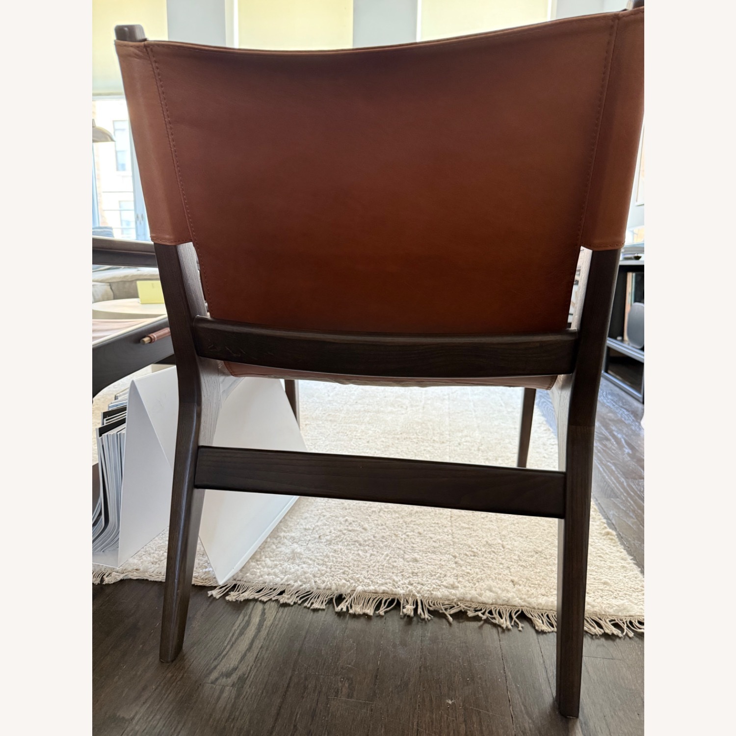 West Elm Felipe Dark Brown Leather Sling Chair - image-3