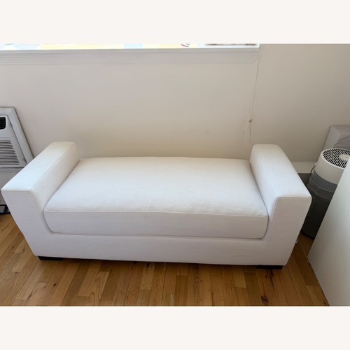 Used Restoration Hardware White Linen Bench for sale on AptDeco