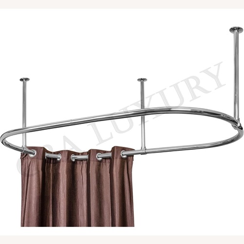 Used Metal Oval Ceiling Mounted Shower Curtain Rod  for sale on AptDeco