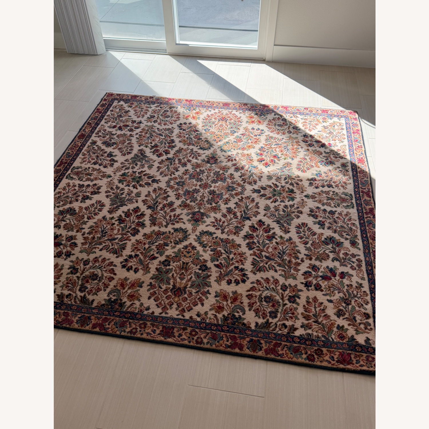 White Floral Area Rug 6.6' x 6.6' - image-2