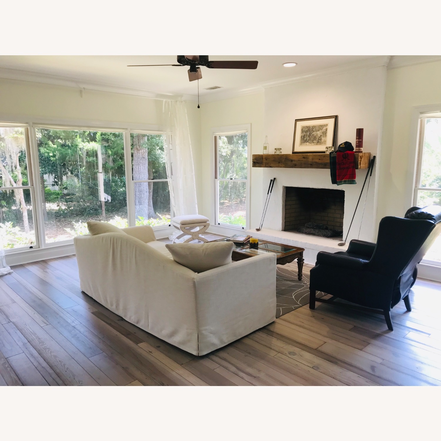 Restoration Hardware Natural Linen 3+ Seater Sofa - image-4