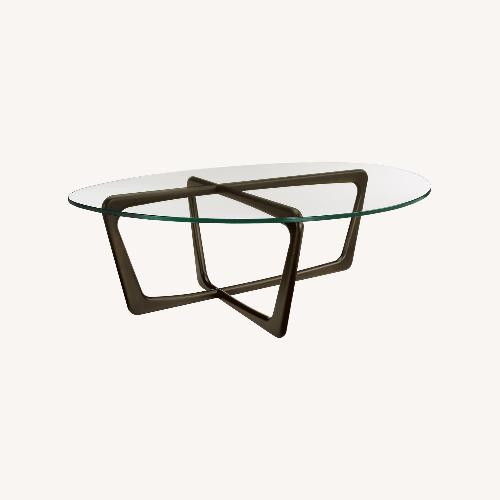 Used Room & Board Dunn Oval Glass & Wood Coffee Table for sale on AptDeco