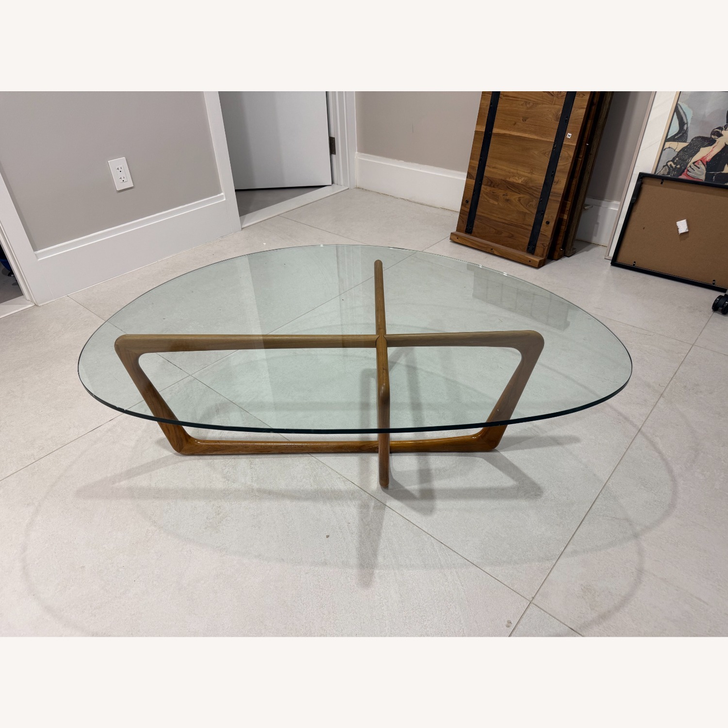 Room & Board Dunn Oval Glass & Wood Coffee Table - image-1