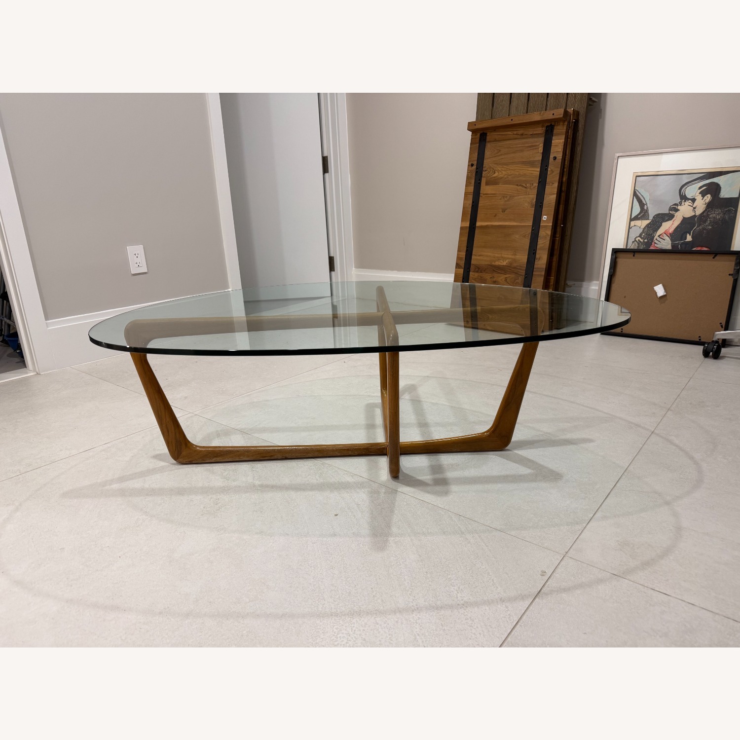 Room & Board Dunn Oval Glass & Wood Coffee Table - image-3