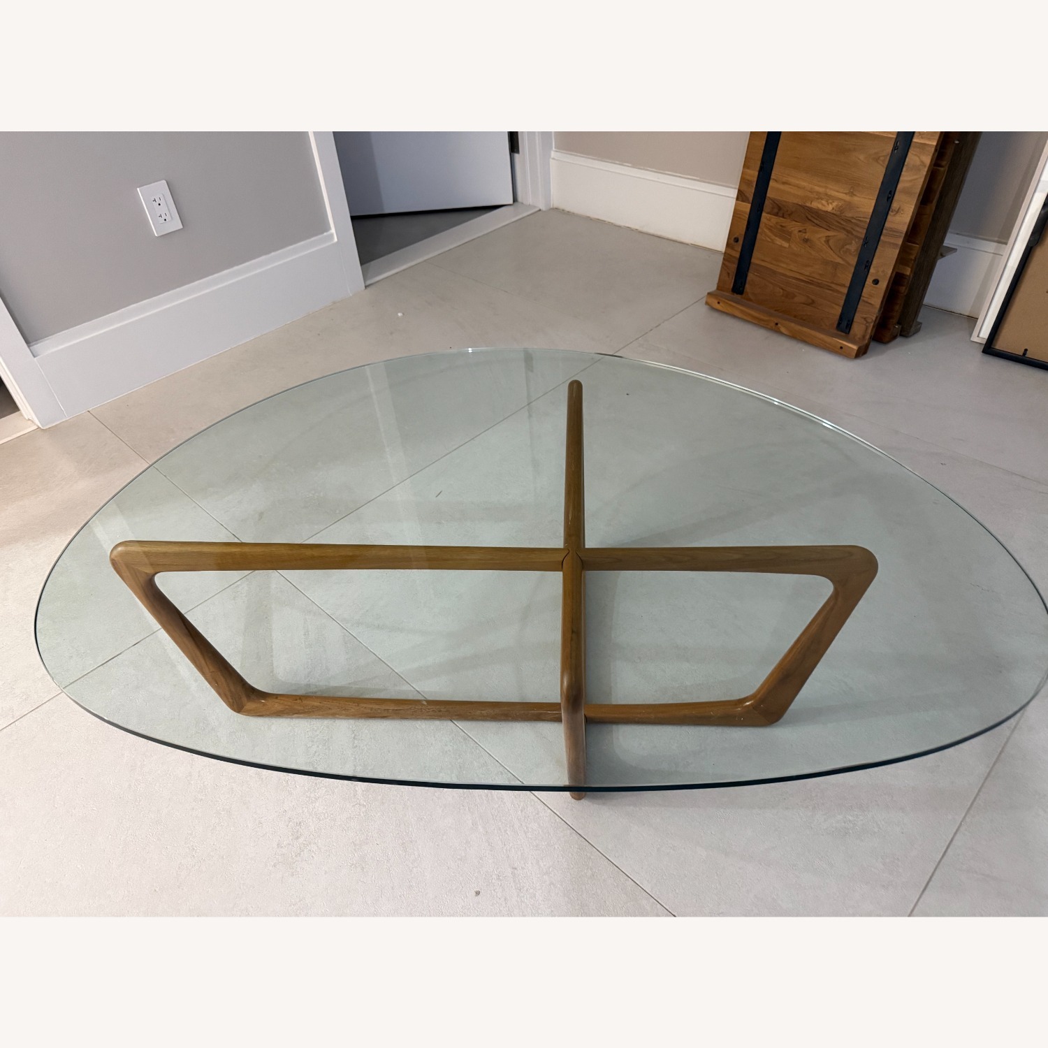 Room & Board Dunn Oval Glass & Wood Coffee Table - image-5