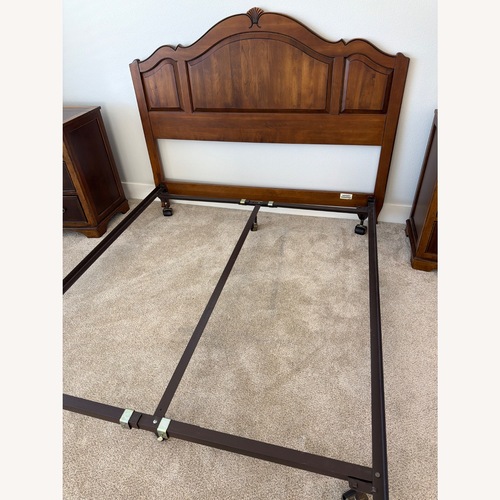 Used Ethan Allen Dark Brown Wood Headboard for sale on AptDeco