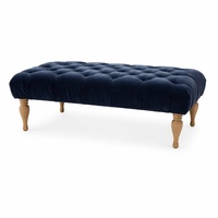 Arhaus Blue Velvet Ottoman