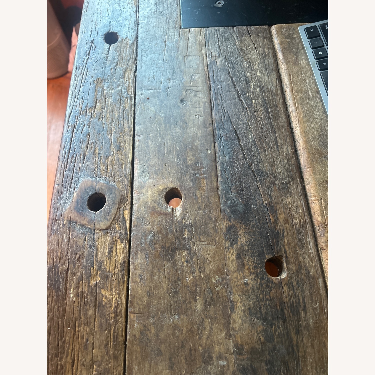 Crate & Barrel Dark Brown Phoenix Rustic Wood Work Table - image-3