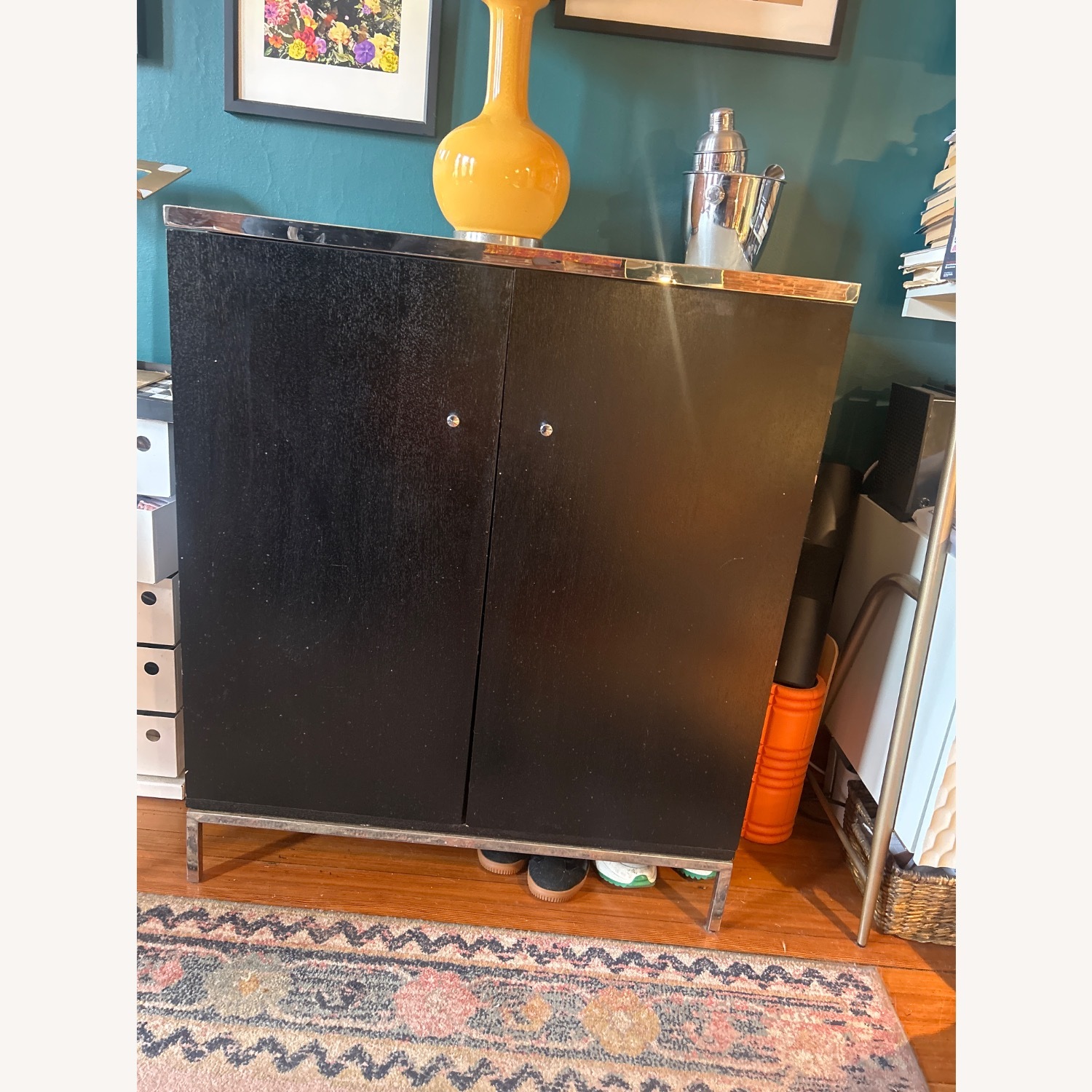 Mitchell Gold + Bob Williams Black Wood Bar Cart - image-1